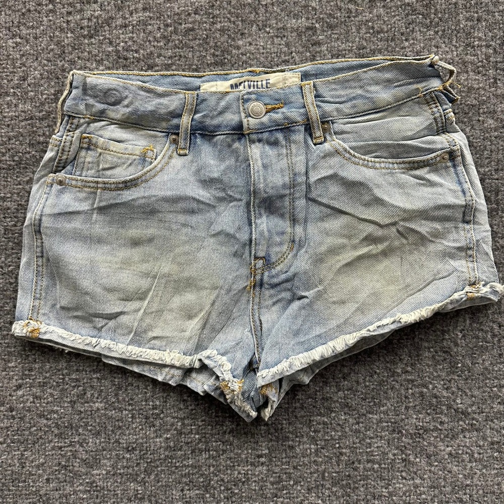 Brandy Melville Shorts Womens Size 27 Light Wash Denim Cutoff High Waist Cotton